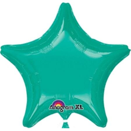 ANAGRAM 21 in. Teal Star Flat Foil Balloon 72345